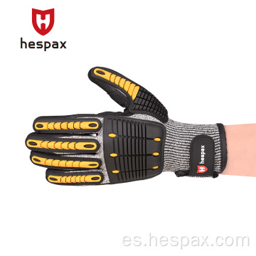 Guantes de hespax arenoso nitrilo bañado en mecánico de impacto